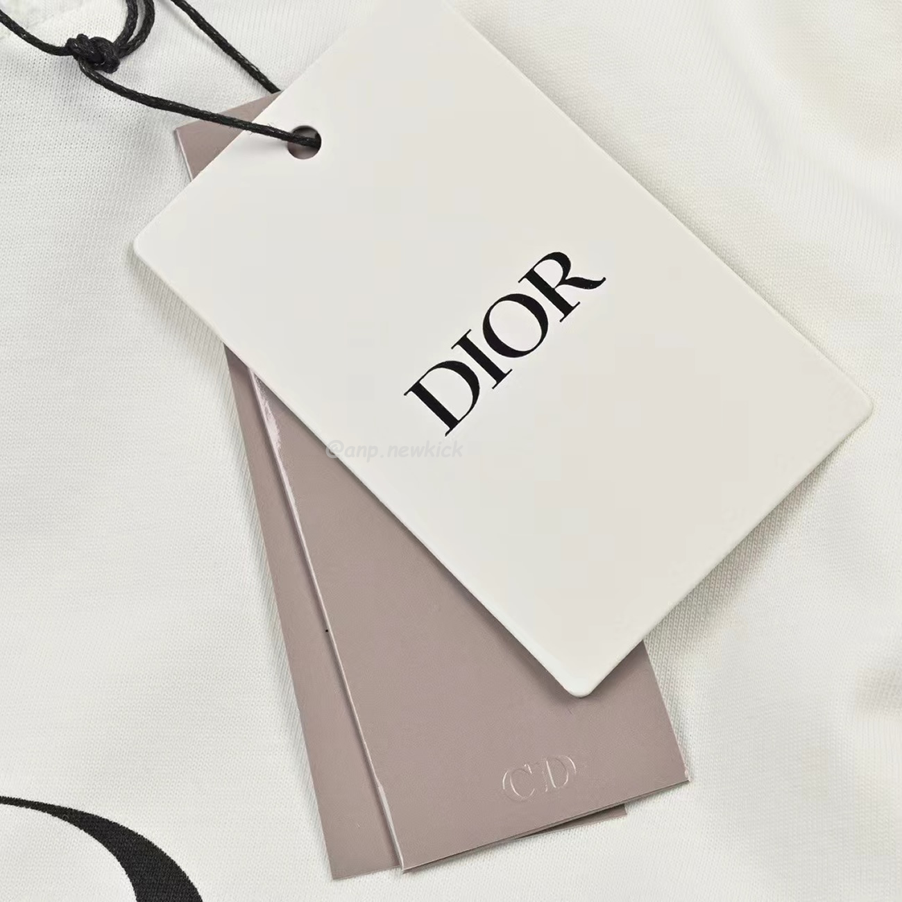 Dior Wide Body Bamboo Pure Cotton Plain Weave Fabric T Shirt White Navy (6) - www.newkick.org